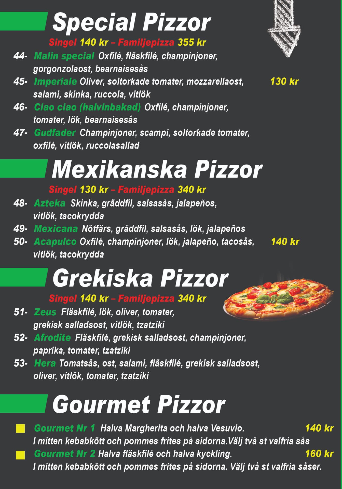 Athenas meny – Special, Mexikanska & Grekiska